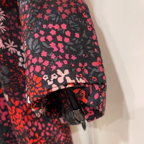 LK Bennett Red and Black Floral Long Sleeve Dress Size 16 - Picture 8 of 8